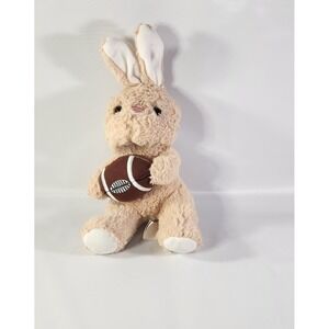 Hugfun International Tan Plush Bunny Rabbit Holding Football Stuffed Animal